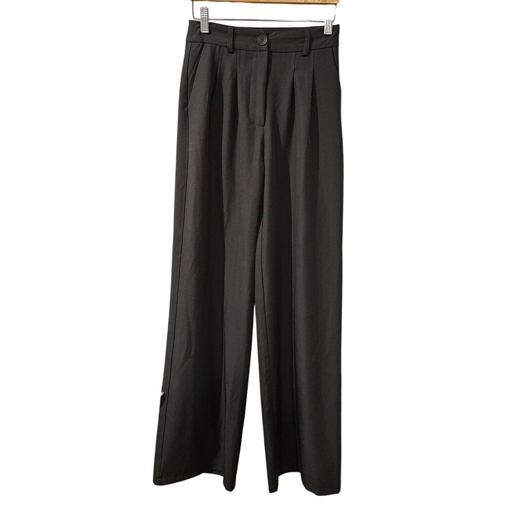 Princess Polly Pleated Wide‎ Leg Trousers Black Size 2 Sustainable